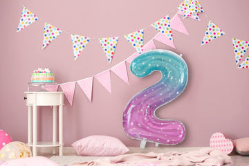 Gifloon Number 2 Balloon Gradient, Large Number Balloons 40 Inch, 2Nd Birthday Balloon Frozen