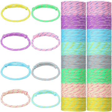 Friendship Bracelets Rope 168 Bracelets in 8 Assorted Colors Adjustable Bracelets for Neon Rope Woven Friendship Bracelets for G