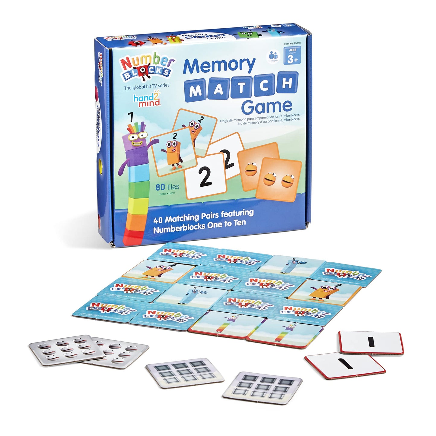hand2mind Numberblocks Memory Match Game - Preschool Math & Counting for Ages 3-5, Cardboard, Multi Color, Model 95399