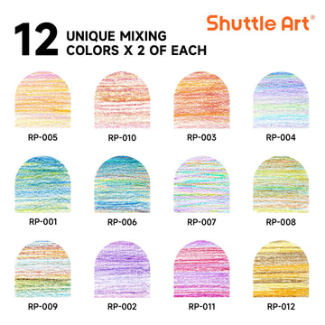 Shuttle Art 24 PCS Rainbow Pencils, Pre-sharpened, Multicolored, 12 Assorted Colors, Ideal for Kids & Adults Drawing and Sketching