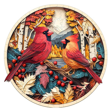 Wooden Puzzles for Adults - Challenging Autumn Cardinal Adult Puzzle, Unique Animal Shaped Wooden Jigsaw Puzzles for Adults, Cre