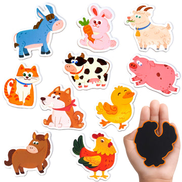 Joycat Wooden Fridge Magnets For Kids - 10 Cute Farm Animals Refrigerator Magnets For Toddlers, Large Kids Magnetic Toys, Fun Ed