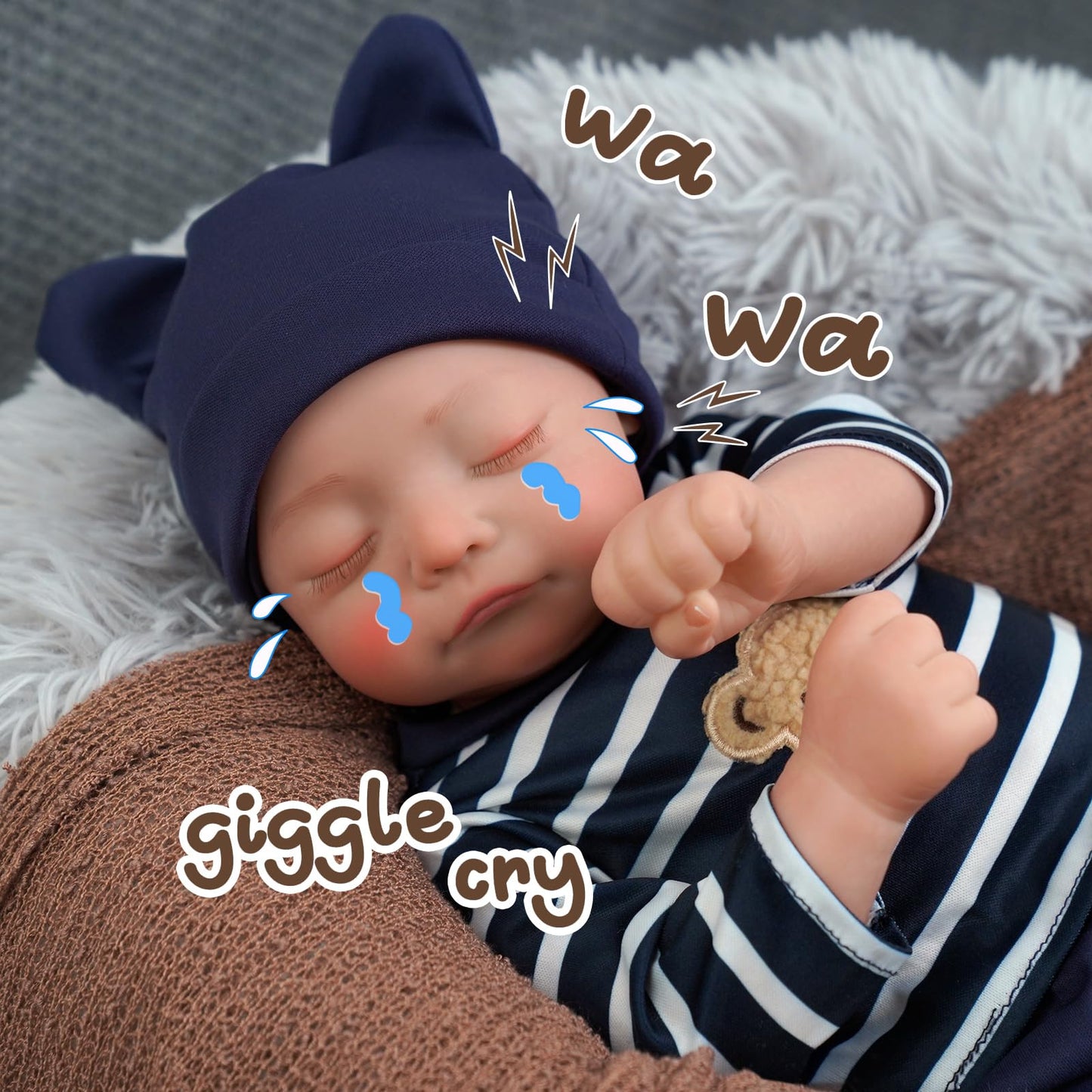 Babeside Realistic Baby Doll With Heartbeat - Kai, 17 Inch Handmade Reborn Baby Dolls Boy With Crying And Babbling Voice, Real B
