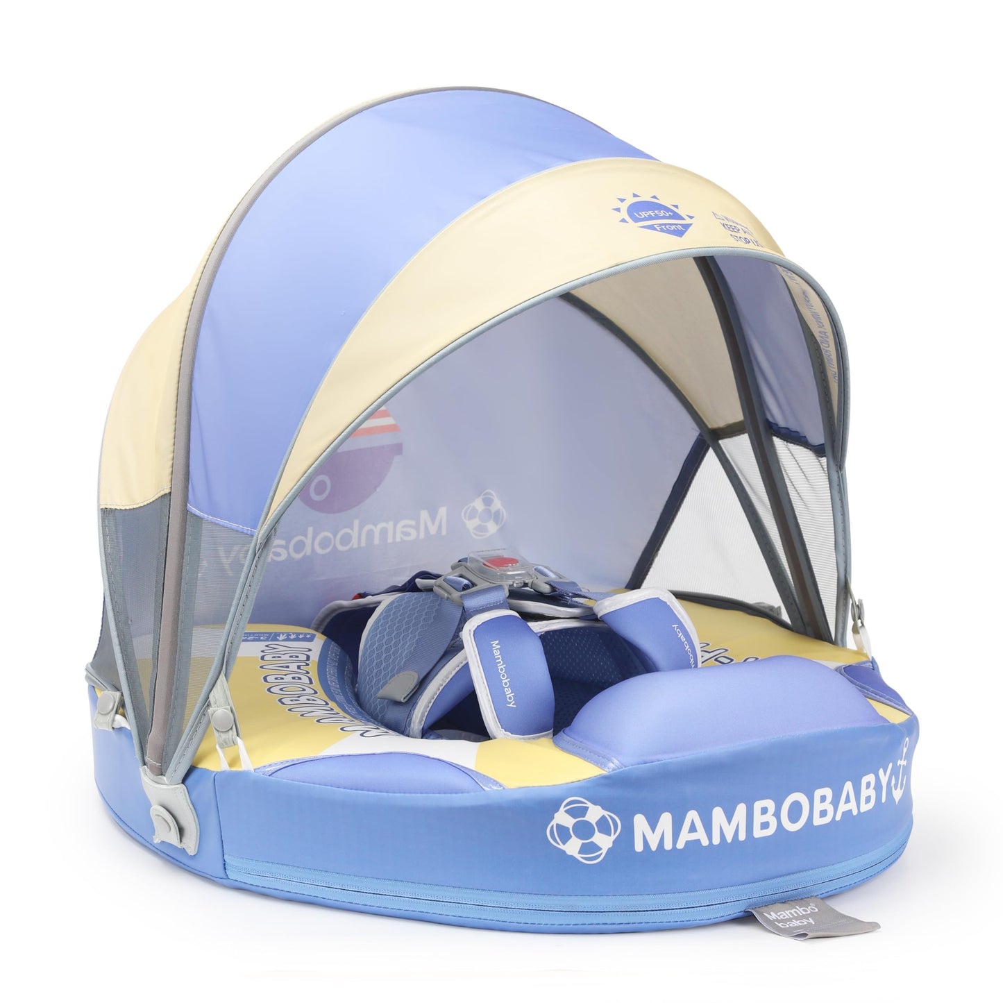 Mambobaby Baby Pool Float with Foldable Canopy  Kalolary Non-inflatable Baby Swim Float Infant Swim Trainer Ring Toddler Pool Float with Adjustable Strap for 3-24 Months Age Boys Girls (Purple Voyage)