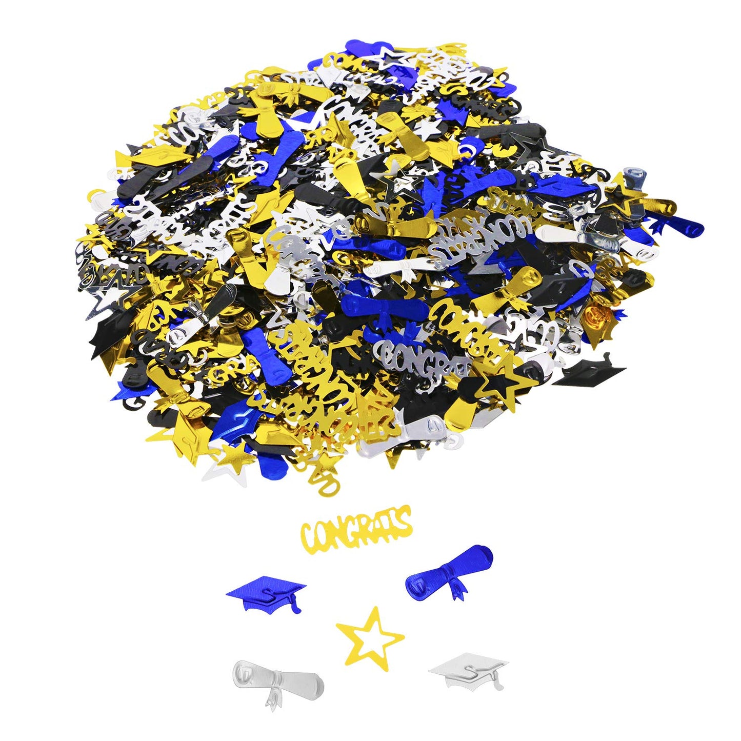 Penta Angel 3Pack 2022 Graduation Table Confetti Gold Blue Silver Black Congrats Grad Diploma Hat Star Confetti for Graduate Par