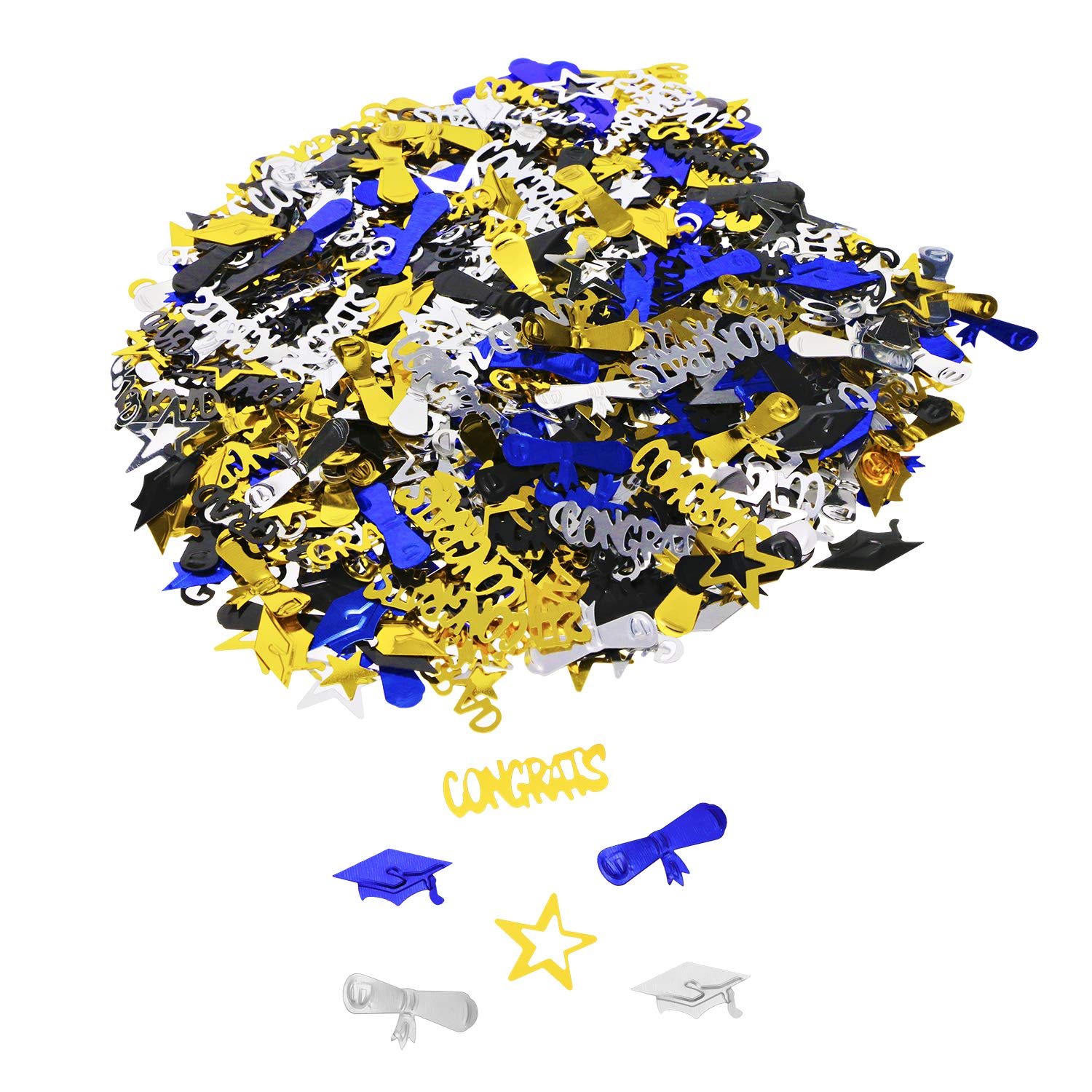 Penta Angel 3Pack 2022 Graduation Table Confetti Gold Blue Silver Black Congrats Grad Diploma Hat Star Confetti for Graduate Par
