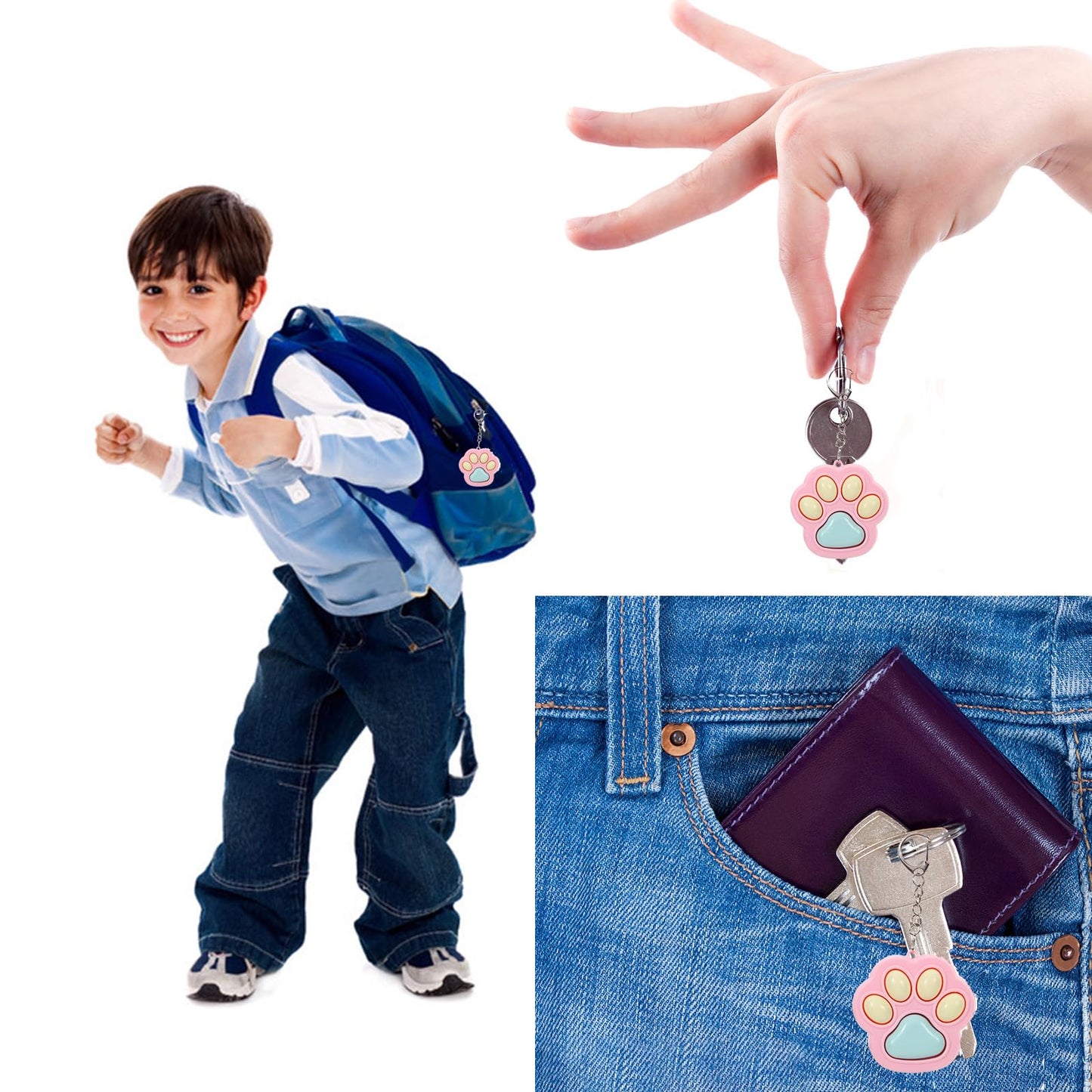 Zioyihan 3 Pcs Cat Paw Fidget Toys Fidget Keychain  Clicker Toys Mini Sensory Toy Anxiety and Stress Relief for Child &mature-themeds