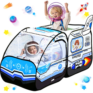 Kids Pop Up Play Tent - Spaceship Indoor Outdoor Rocket Ship Playhouse Tent Games Party Children Foldable Tent Birthday Toy For
