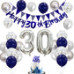 30Th Birthday Decorations For Men, Navy Blue Silver 30Th Birthday Balloons With Blue Happy 30Th Birthday Banner 30 Birthday Cake