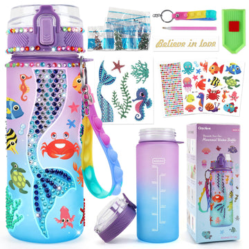 Girlshome Decorate Your Own Water Bottle For Girls Age 4-6-8-10, Mermaid Toys For Girls Painting Crafts, Fun Arts And Crafts Kits Birthday Christmas Gifts Toys