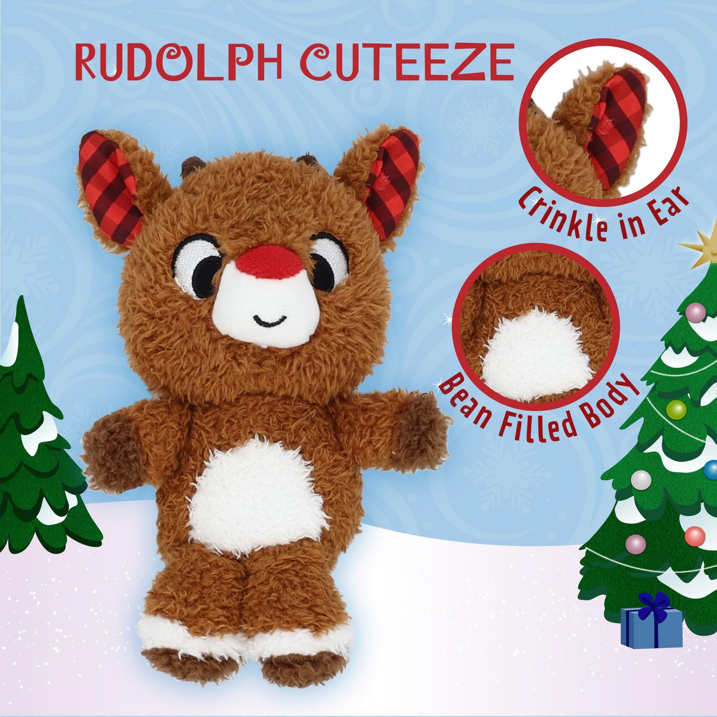 Kids Preferred Rudolph The Red Nose Reindeer Cuteeze Stuffed Animal Plush Toy For Baby And Toddler Boys And Girls - 6 Inches