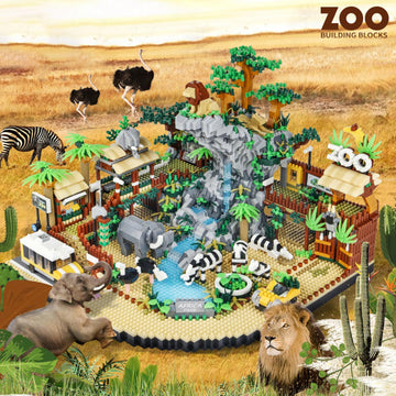 Zoo Building Model Set  4800 Pcs Desert Zoo Micro Building Toys  Creative Zoological Park Model Set  Micro Particle Modular Building House  Gift for mature-themed and Kids (823)