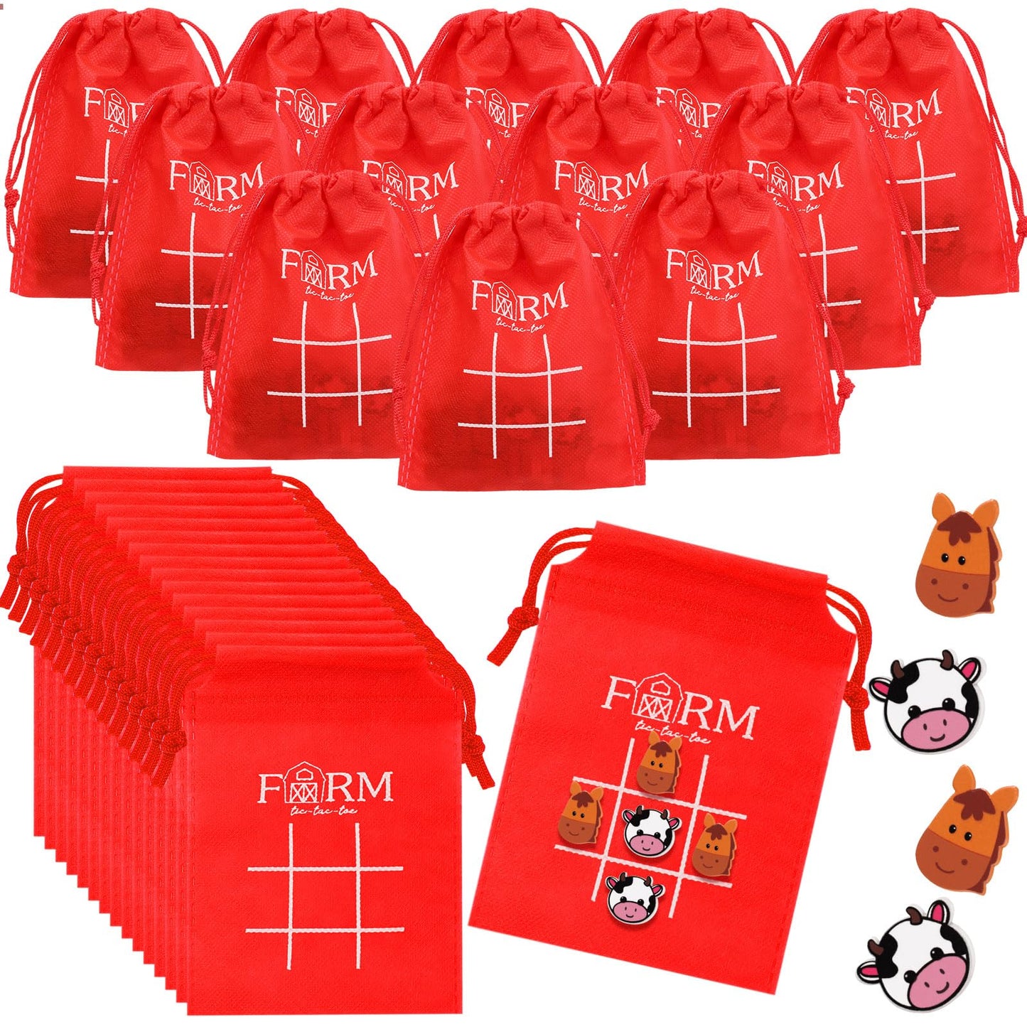 Sotiff 36 Pack Valentines Day Gifts for Kids Tic Tac Toe Strategic Board Game for Kids and Family Farm Animal Favors Bulk Goodi