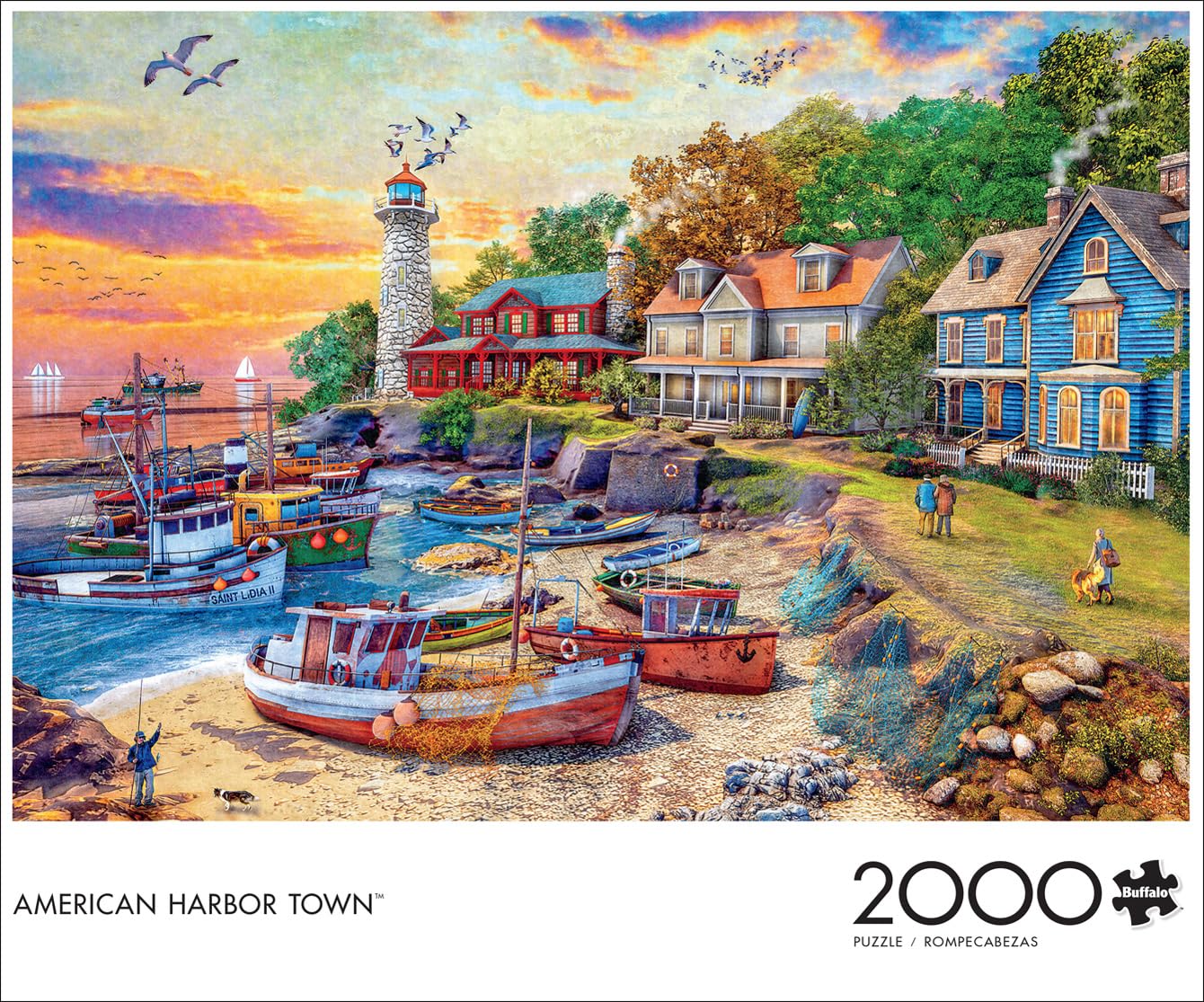 Buffalo Games 2000 Piece Jigsaw Puzzle - American Harbor Town, Large, Multicolor, Model 2136, Perfect for Game Nights