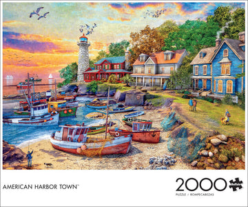 Buffalo Games 2000 Piece Jigsaw Puzzle - American Harbor Town, Large, Multicolor, Model 2136, Perfect for Game Nights