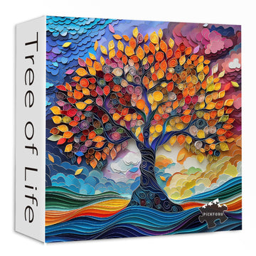 Tree of Life Puzzles for Adults 1000 Pieces, Paper Cutting Tree Art Jigsaw Puzzle, Colorful Impossible Hard Difficult Challengin