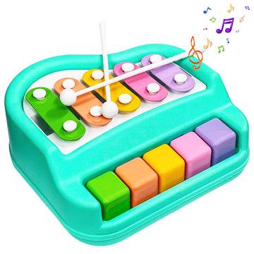 Vgrassp 2 In 1 Small Xylophone And Piano Toy For Kids With Colorful Keys And Drum Sticks - Musical Instrument Toy For Baby And T