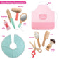 Pretend Hair Salon Wooden Play Set- Full Vanity Mirror W Chair & Rolling Cart- Playset Includes Blow Dryer, Brush, Styling, Cutt