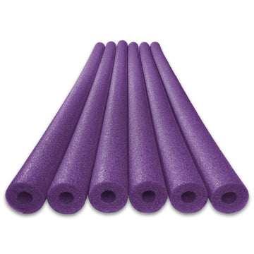 Oodles Of Noodles Deluxe Pool Noodles - 6 Pack Purple Soft Foam Tubes, 48    X 2.5    Hollow Core - Extra Dense, Durable - Pool,