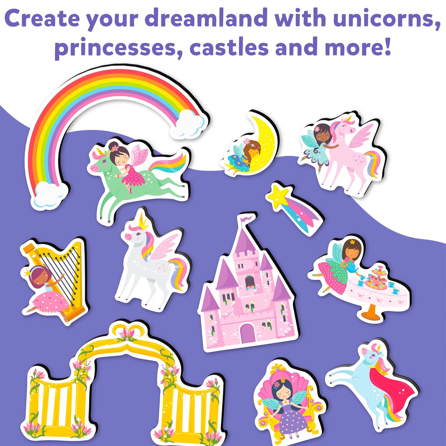 Skillmatics Creative Toy Magnetopia - Princess & Unicorn Land, Interactive Pretend Play Set for Kids, Toddlers, 40+ Magnetic Pie