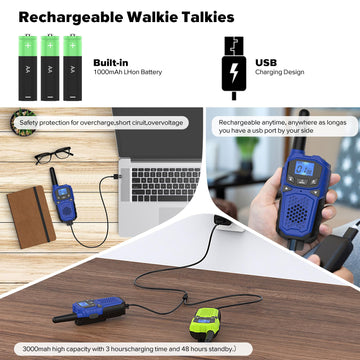 Walkie Talkies For Adults- Woktok Long Range Two Way Radio For Camping Hiking Hand Held Hiking Accessories Camping Gear Xmas Birthday Gift For Kids,Sos Siren,Noaa Weather Alert,3 Radios