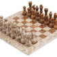 Radicaln Marble Chess Set 15 Inches Fossil Coral And Dark Brown Handmade Board Game Chess Sets For Adults - Travel Chess Game Se