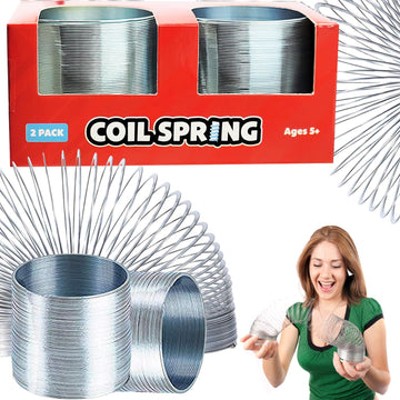 The Dreidel Company Silver Metal Coil Spring, Goody Bag Fillers, Party Favor For Kids, Variety Of 2.4' (60Mm) Individually Boxed (2-Pack)