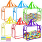 6 Color Large Toy Storage Bags with Labels, Reusable Clear PVC Board Game Storage, Travel Waterproof Organizer Bags with Zipper 