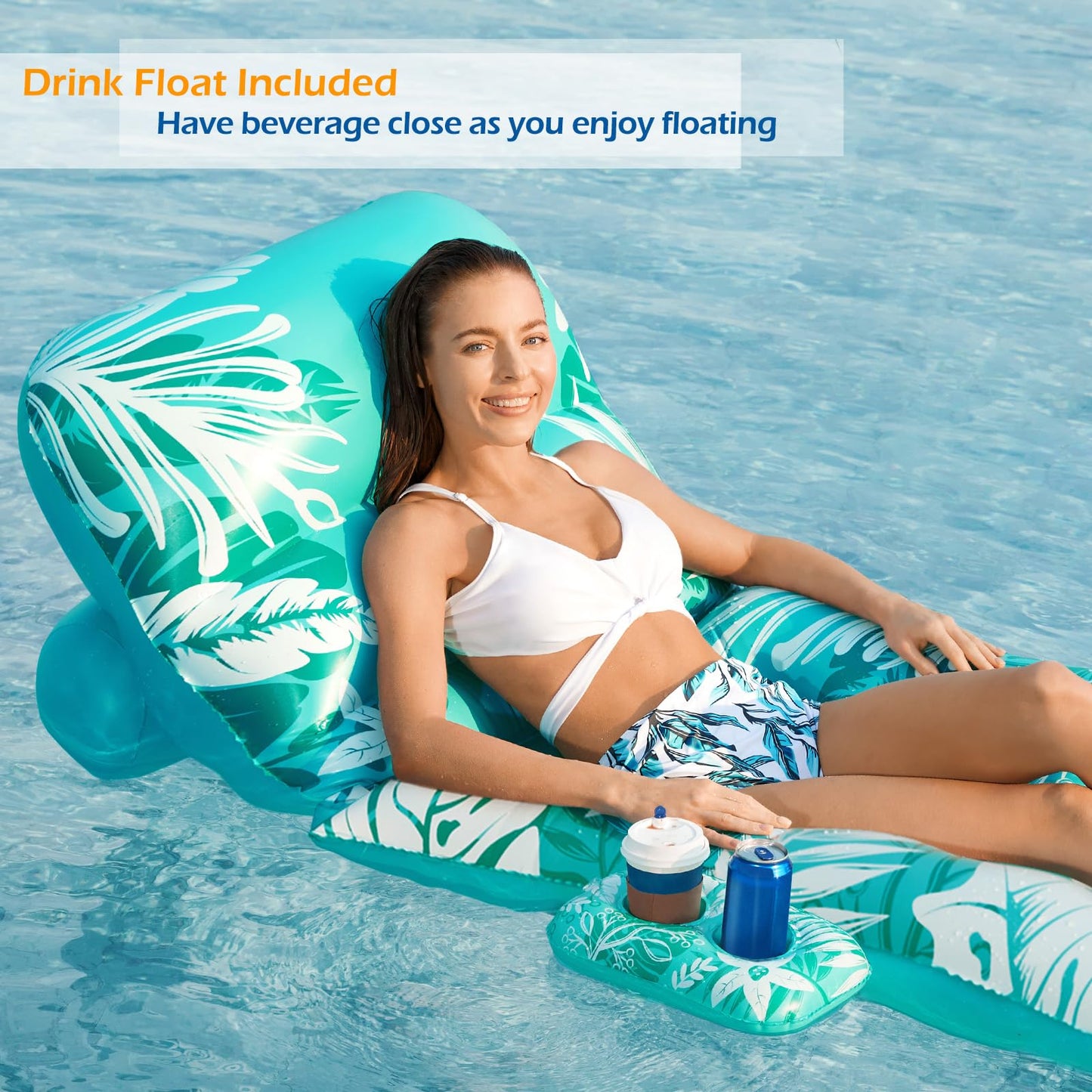 Jasonwell Inflatable Pool Float mature-themed - Pool Floaties Lounger Floats Floating Chair Raft with Adjustable Backrest Cup Holders Water Floaty Lake Lounge Tanning Floats Beach Party Toys for mature-themeds
