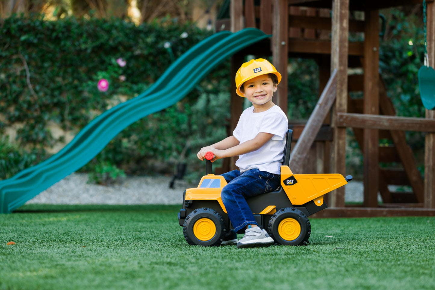 Cat Construction Toys, Play And Ride Dump Truck, 2-In-1 Foot-To-Floor Rideable Toy Vehicle With Lights & Sounds, For Kids And To