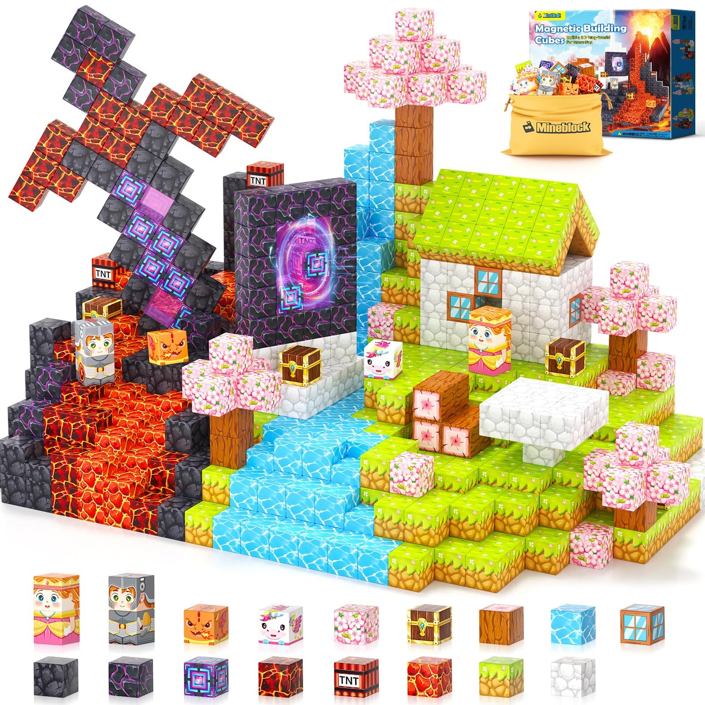 100PCS Magnetic Blocks - 1'' Magnetic Building Blocks Toddler Outdoor Toys for Kids Ages 4-8 8-12 Magnet Tiles STEM Sensory Mont