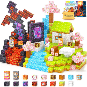 100PCS Magnetic Blocks - 1'' Magnetic Building Blocks Toddler Outdoor Toys for Kids Ages 4-8 8-12 Magnet Tiles STEM Sensory Mont