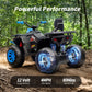 Hikiddo 12V Kids 4 Wheeler Atv, 2-Seater Electric Atv Four Wheeler For Big Kids With Bluetooth, 14.4'' Big Wheels - Blue