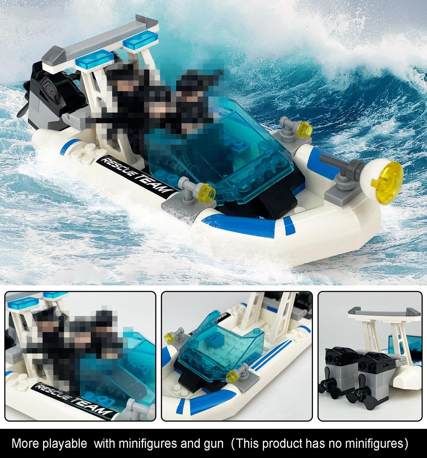 City Police Speed Boat Building Blocks Sets City Fire Rescue Boat?Guard Boat ?Patrol Boat Creative Building Bricks Compatible with Lego  Fun Gift or Pretend Play Toy for Kids (Patrol Boat 127PCS)