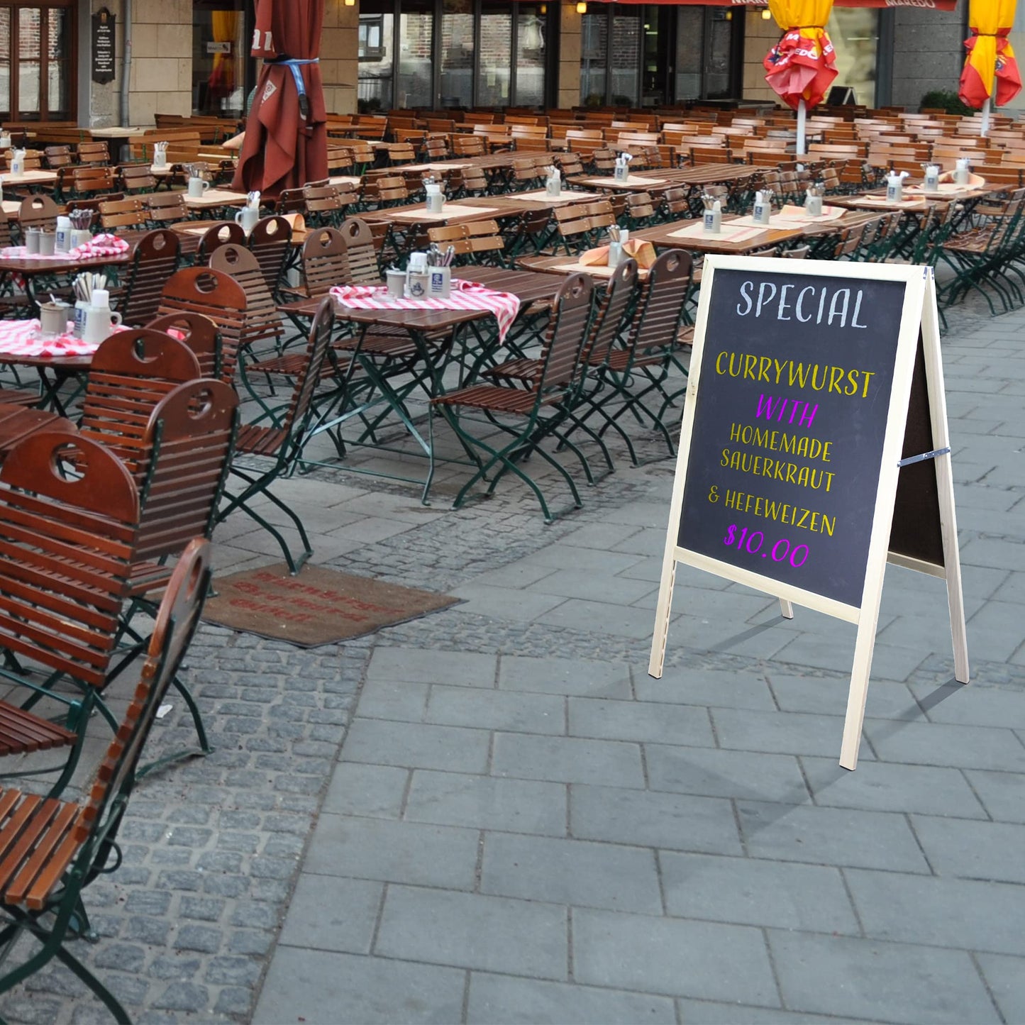 Crestline Products Natural Wood Marquee Easel ( 2 Black Dry Erase Boards) - 42 H x 24 W Sidewalk Easel