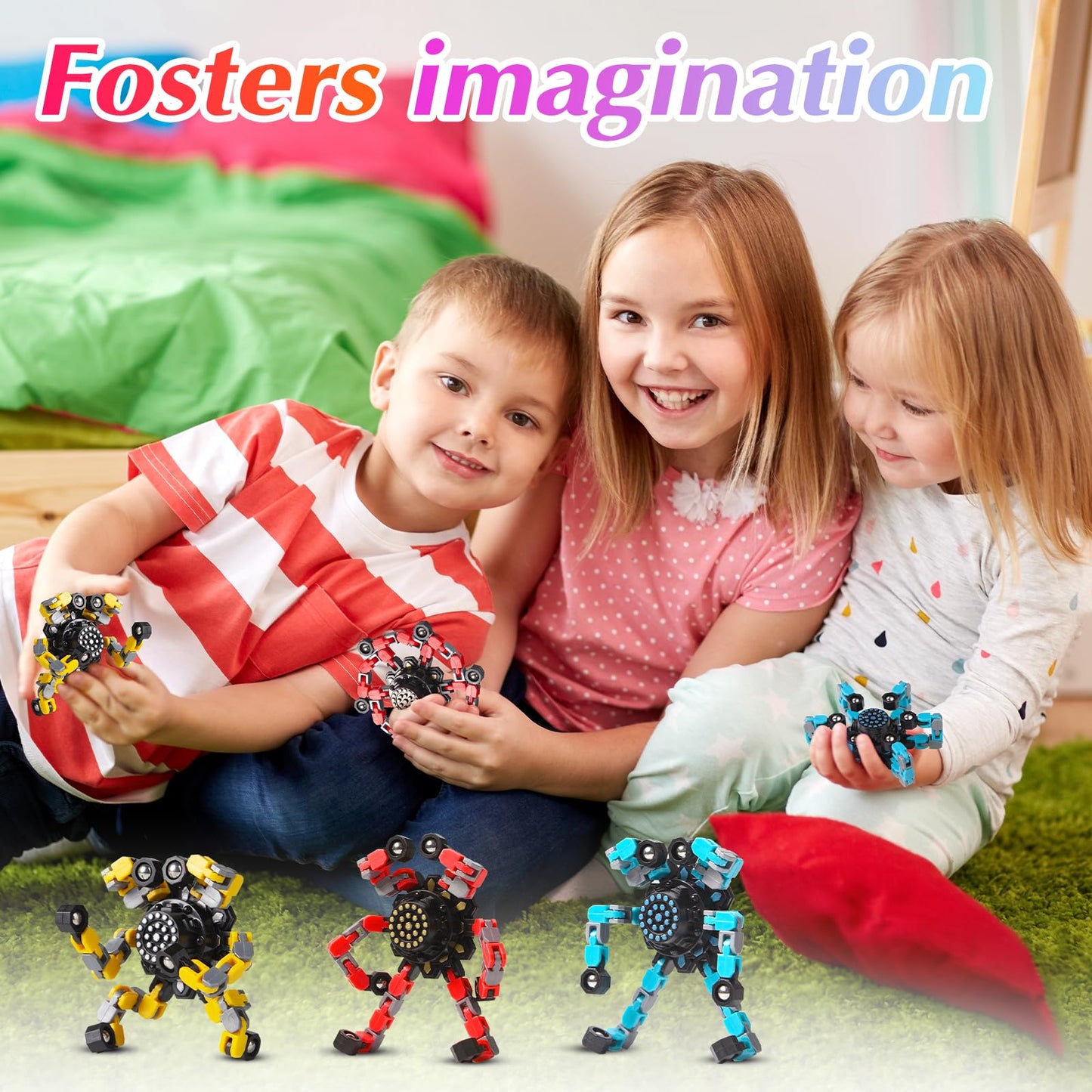 Gokeey Easter Basket Stuffers Transformable Fidget Spinners For Kids And Adults Stress Relief Sensory Toys For Boys And Girls Fingertip Gyros For Kids Classroom Birthday Party Favors