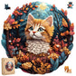 Qiuenisray Wooden Puzzle For Mom - 3D Vision Effect Flower And Cat Puzzle 500 Pcs Unique Shape Advanced Wooden Jigsaw Puzzle, Wo