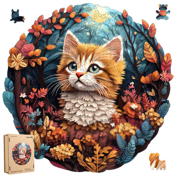 Qiuenisray Wooden Puzzle For Mom - 3D Vision Effect Flower And Cat Puzzle 500 Pcs Unique Shape Advanced Wooden Jigsaw Puzzle, Wo
