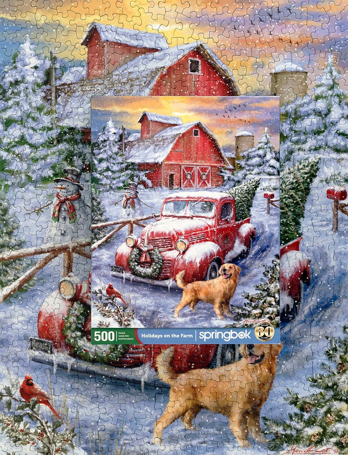 Springbok 500 Piece Jigsaw Puzzle - Nostalgic Winter Holiday Theme, Cardboard, Model 34-01694