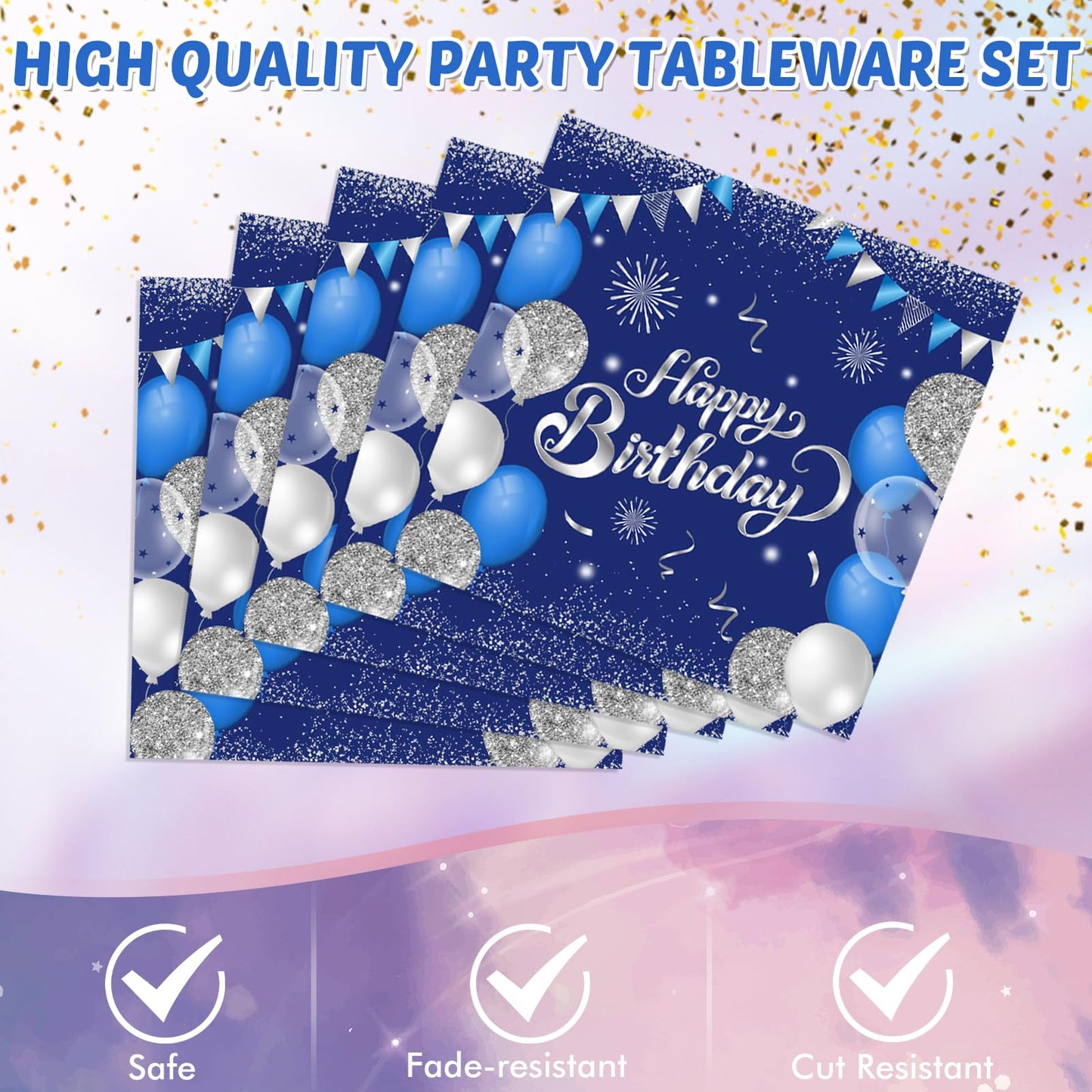 21St Birthday Decorations For Him Blue Silver Happy 21St Birthday Decorations For Boys Men Includes Happy 21Th Birthday Napkins