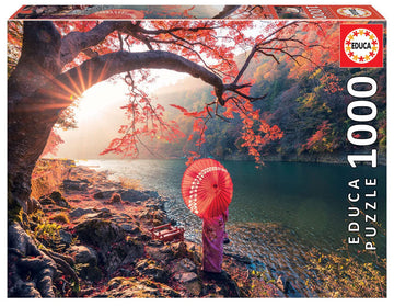 Educa - Sunrise In Katsura River - 1000 Piece Jigsaw Puzzle - Puzzle Glue Included - Completed Image Measures 26.8' X 18.9' - Ages 14+ (18455)