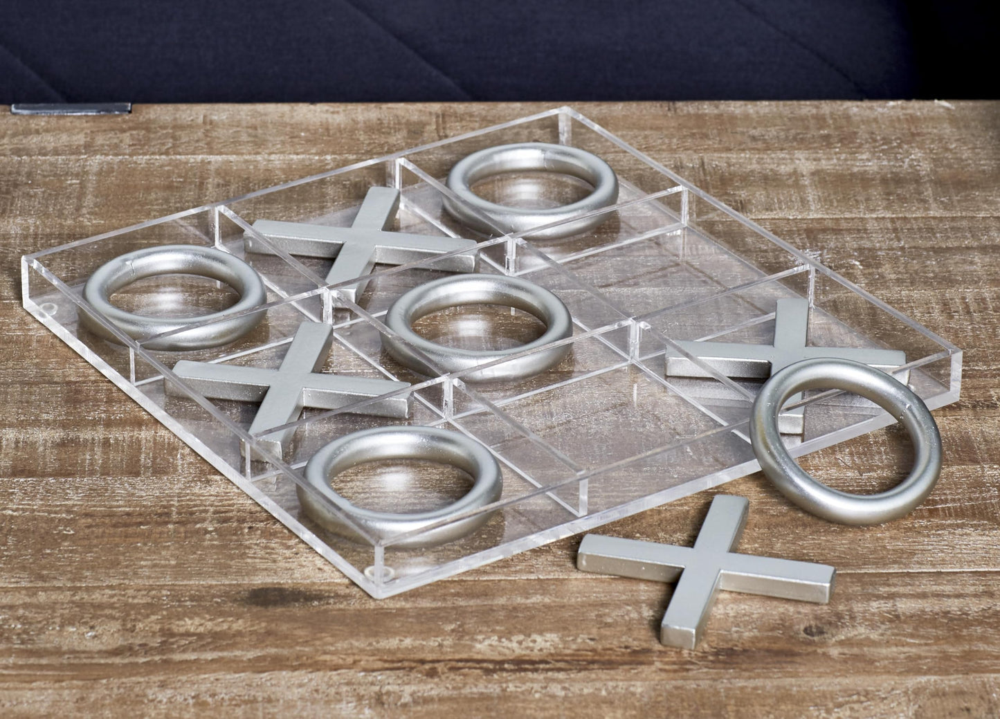 Deco 79 Metal Tic Tac Toe Game Set With Silver Pieces, 12' X 1' X 12', Silver