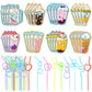 AOJOYS Valentines Day Cards for Kids 32 Pack - 32 Colorful Valentine Gift Cards + 32 Lovely Loops Reusable Drinking Straws for C