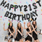 76Pcs Happy Birthday Balloon Banner, Black Balloons Letters, Personalized 16'' Mylar Foil Birthday Decorations Includes 2 Sets A