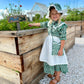 Aoiviss Girls Pioneer Costume Floral Colonial Prairie Dress For Little Kids With Apron And Bonnet, Green