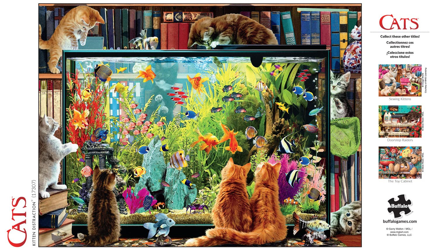 Buffalo Games 750 Piece Jigsaw Puzzle - Kitten Distraction - Large Multicolor Paper Puzzle for Adults - Model 17307