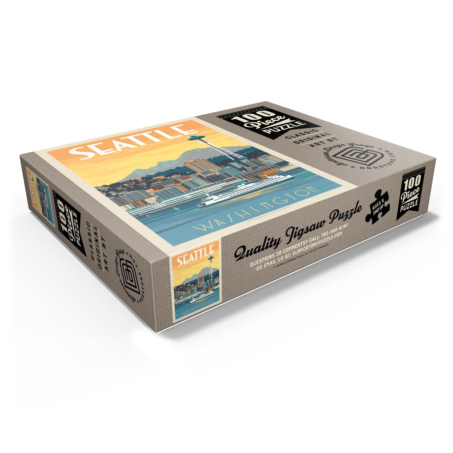 Mypuzzle Seattle, Wa: Ferry, Vintage Poster - Premium 100 Piece Jigsaw Puzzle For Adults