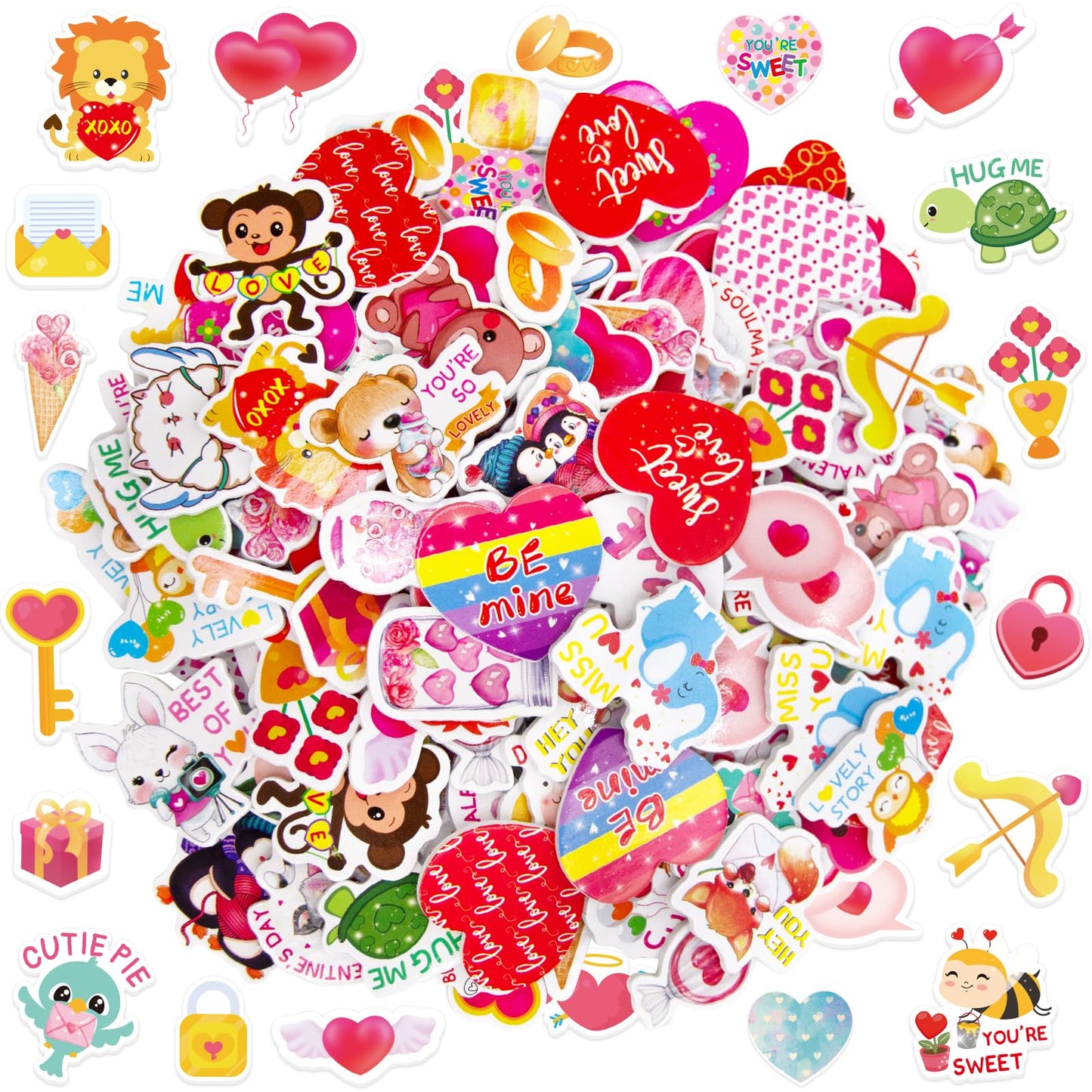Valentines Day Foam Stickers Heart Shaped Dessert Craft Sticker for Scrapbook Party Decoration 200Pcs