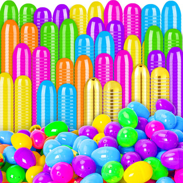 Mgparty Fillable Easter Eggs With Hinge Include Golden Eggs, Bulk 2.3'' Empty Plastic Colorful Bright For Easter Hunt, Basket St