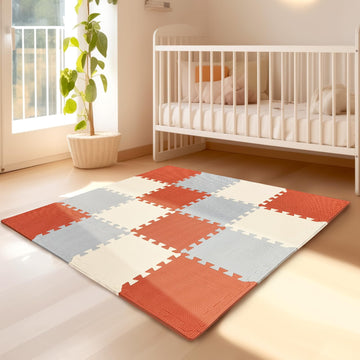 TCBunny Kids Soft EVA Foam Jigsaw Puzzle Play Mat, 18 Interlocking Tiles and Edges Baby Play Mat, for Kids Gym, Nursery, Playroo